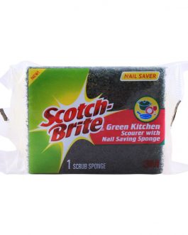 Scotch Brite Green Kitchen Scourer With Nail Saving Sponge