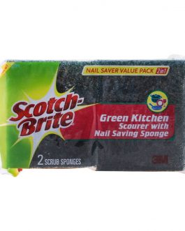 Scotch Brite 2-In-1 Green Kitchen Scourer With Nail Saving S...