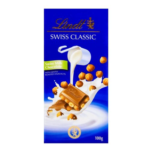 Lindt Swiss Classic Milk Chocolate With Hazelnuts, 100g