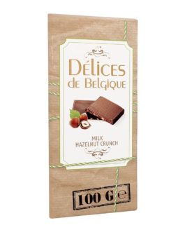 Delices de Belgique Milk Hazelnut Crunch Chocolate, 100g