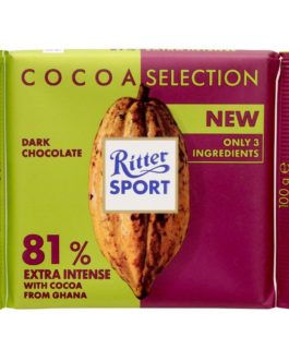 Ritter Sport Cocoa Selection 81% Extra Intense Chocolate With Cocoa From Ghana, 100g